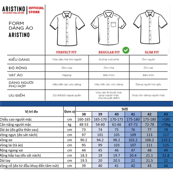 Áo Sơ Mi Nam Ngắn Tay Aristino ASS078AS3 màu xanh cổ vịt kẻ