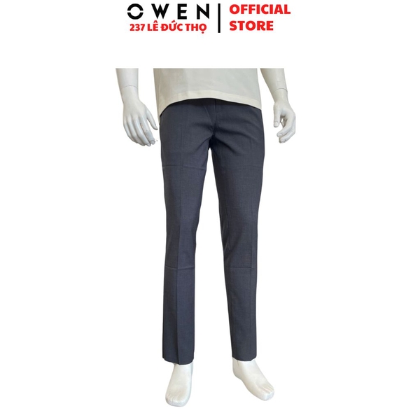 Quần Tây Nam Owen QRT263053 màu xám đậm dáng suông regular fit cạp tăng đơ chất liệu nano