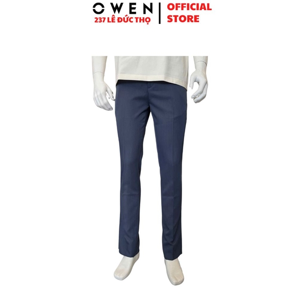 Quần Tây Nam Owen QR263057 màu xanh đậm dáng suông regular fit chất liệu nano