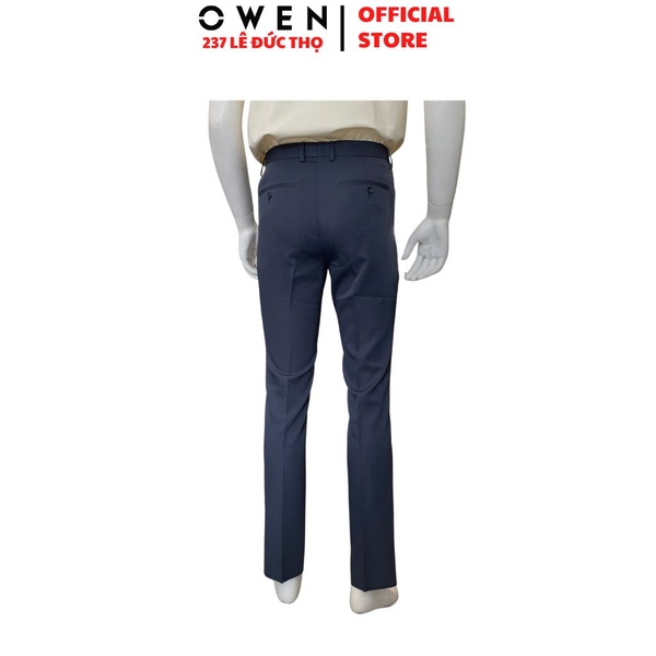 Quần Tây Nam Owen QST263056 màu xanh đậm dáng ôm slim fit cạp tăng đơ chất liệu Nano