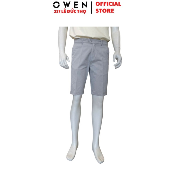 Quần Short Nam Owen SK261012 sóc kaki màu xám nhạt dáng ôm slim fit chất liệu cotton spandex