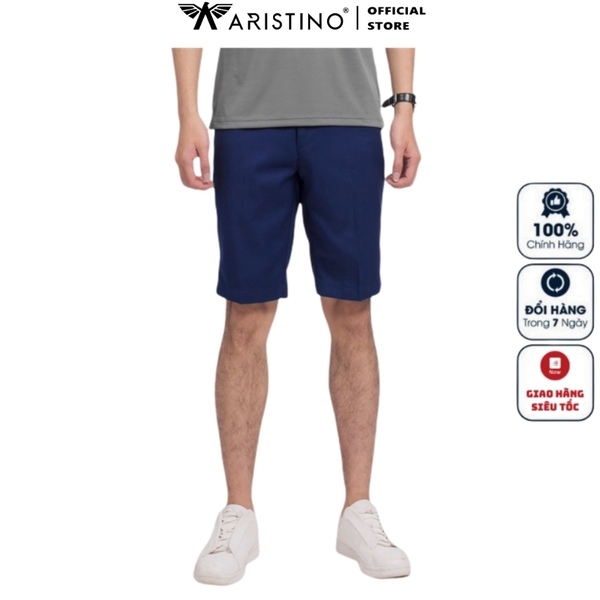 Quần Short Nam Aristino ASO035S9 Quần Short Âu Màu Xanh Tím Than Dáng Regular Fit