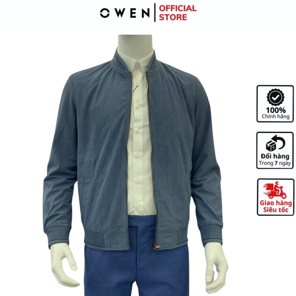 Áo Khoác Jacket Owen JK231601 màu stone blue họa tiết dáng regular fit  vải polyester