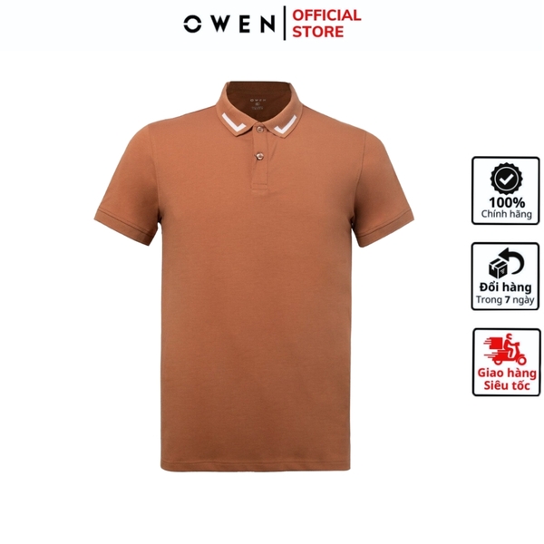 Áo Thun polo Nam Tay Ngắn Có Cổ Owen APV231361 màu nâu dáng body fit vải cotton
