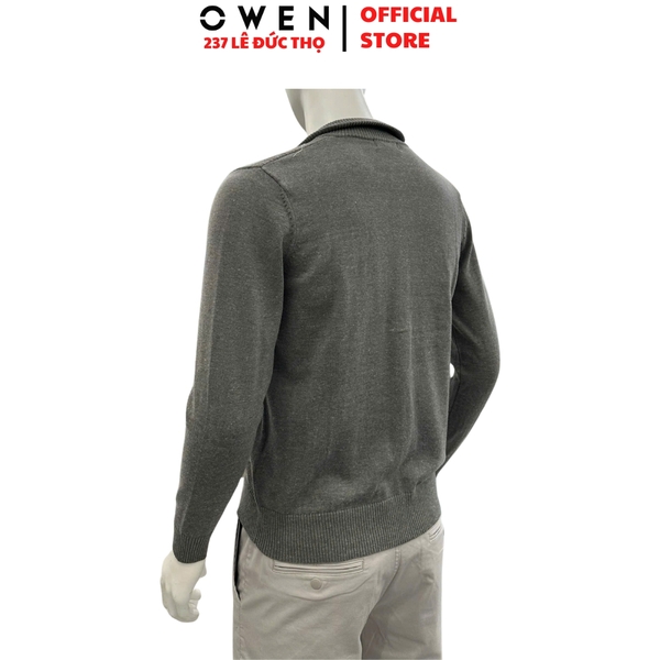 Áo len nam Owen ALK256000 Áo khoác len mày xám đậm dáng suông regular fit chất liệu len acrylic cotton