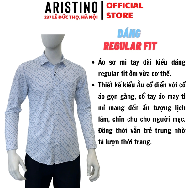 Áo Sơ Mi Nam Dài Tay Aristino ALS118F0H2 màu be in kẻ đan lát