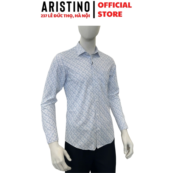 Áo Sơ Mi Nam Dài Tay Aristino ALS118F0H2 màu be in kẻ đan lát