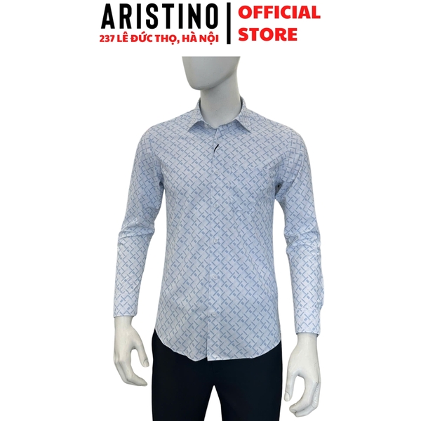 Áo Sơ Mi Nam Dài Tay Aristino ALS118F0H2 màu be in kẻ đan lát