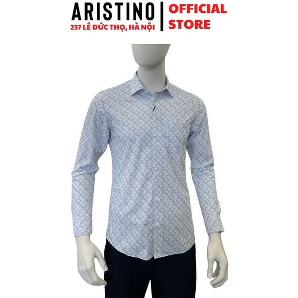 Áo Sơ Mi Nam Dài Tay Aristino ALS118F0H2 màu be in kẻ đan lát