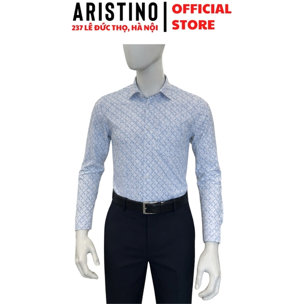 Áo Sơ Mi Nam Dài Tay Aristino ALS118F0H2 màu be in kẻ đan lát