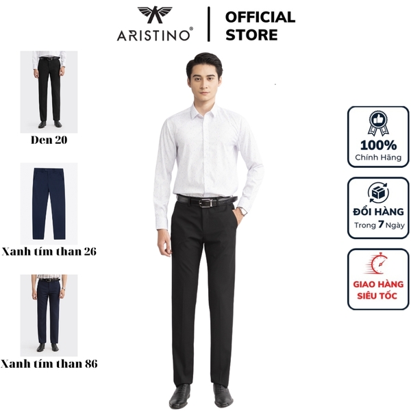 Quần Âu Nam Aristino Quần Tây ATR04302 màu Đen 20, Xanh tím than 26, Xanh tím than 86