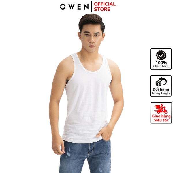 Áo Ba Lỗ Nam Owen LAW232583 (LAW258031) màu trắng Dáng Slim Fit vải cotton