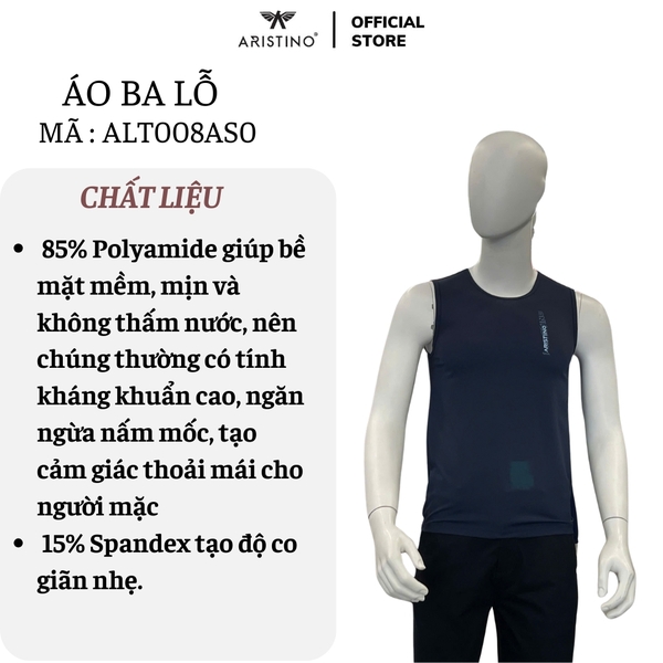 Áo Ba Lỗ Nam Aristino ATL008AS0 Màu: Xanh tím than 5