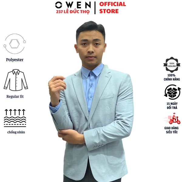Áo Demi - Blazer Owen BL231690 màu xám đá kẻ ngang dáng slim fit chất nylon