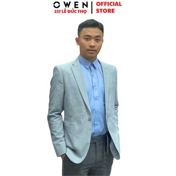 Áo Demi - Blazer Owen BL231690 màu xám đá kẻ ngang dáng slim fit chất nylon