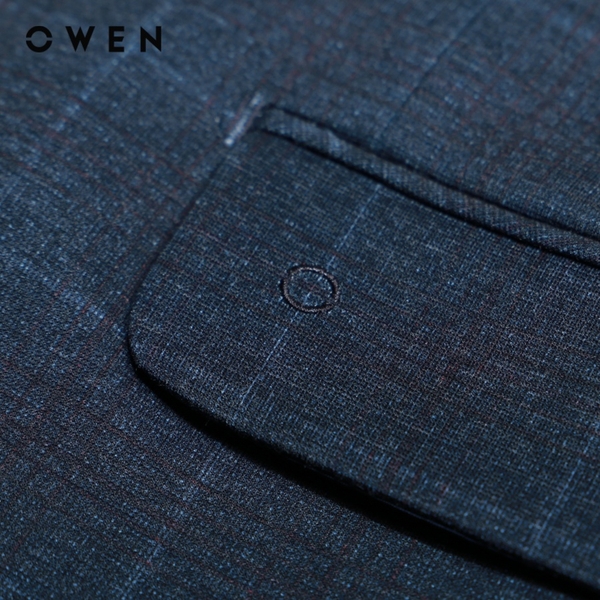 Áo Demi - Blazer Owen BL220696 màu kẻ caro ghi đậm dáng regular fit vải polyester