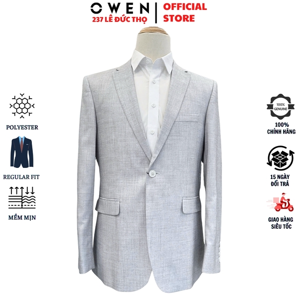 Áo Demi - Blazer Owen BLR256115 màu xám dáng suông regular fit 1 cúc tà xẻ giữa chất liệu polyester