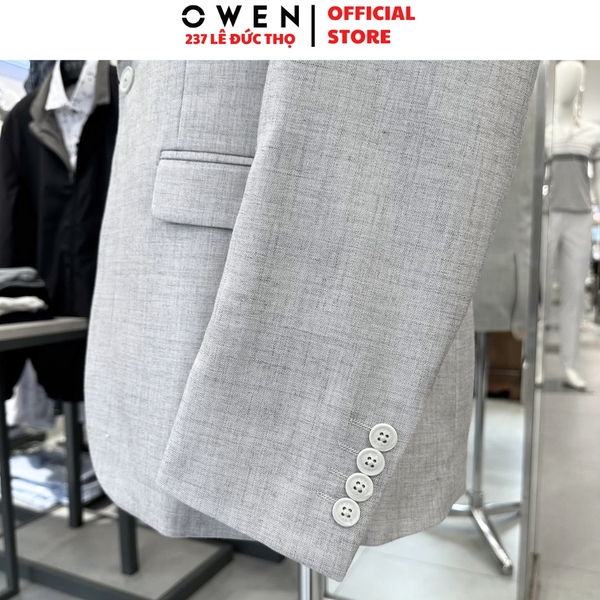 Áo Demi - Blazer Owen BLR256115 màu xám dáng suông regular fit 1 cúc tà xẻ giữa chất liệu polyester