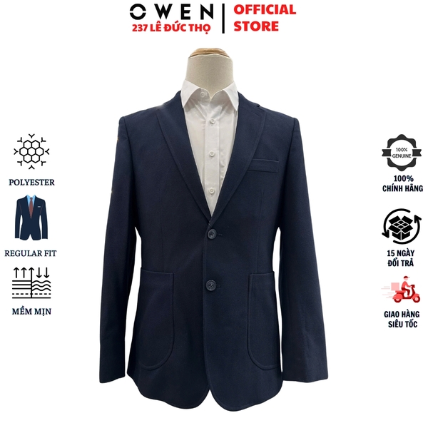 Áo Demi - Blazer Owen BLR256129 màu xanh tím than dáng suông regular fit 2 cúc tà xẻ sau lưng Chất liệu Polyester Rayon