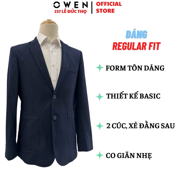 Áo Demi - Blazer Owen BLR256129 màu xanh tím than dáng suông regular fit 2 cúc tà xẻ sau lưng Chất liệu Polyester Rayon