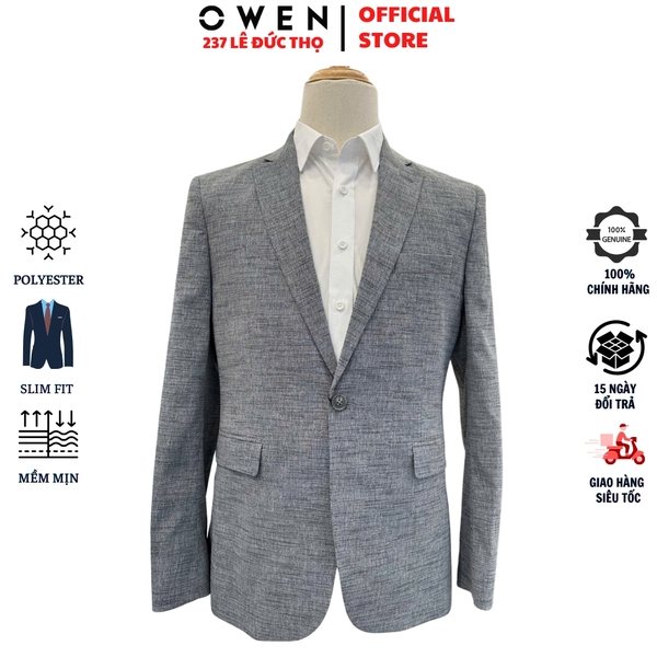 Áo Demi - Blazer Owen BLS256125 màu xám đậm dáng ôm slim fit 2 cúc tà xẻ hai bên chất liệu polyester PU