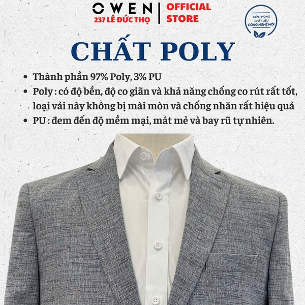 Áo Demi - Blazer Owen BLS256125 màu xám đậm dáng ôm slim fit 2 cúc tà xẻ hai bên chất liệu polyester PU