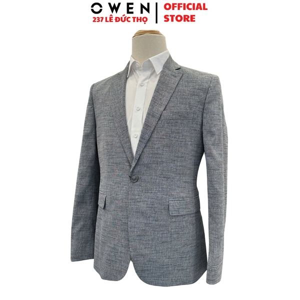 Áo Demi - Blazer Owen BLS256125 màu xám đậm dáng ôm slim fit 2 cúc tà xẻ hai bên chất liệu polyester PU