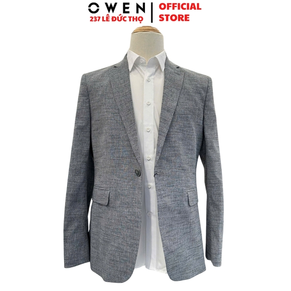Áo Demi - Blazer Owen BLS256125 màu xám đậm dáng ôm slim fit 2 cúc tà xẻ hai bên chất liệu polyester PU
