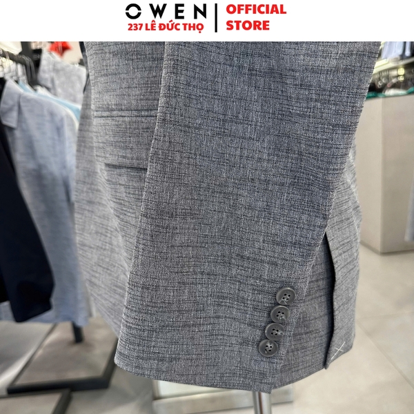 Áo Demi - Blazer Owen BLS256125 màu xám đậm dáng ôm slim fit 2 cúc tà xẻ hai bên chất liệu polyester PU