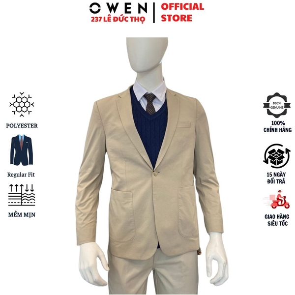Áo Demi - Blazer Owen BLR265703 màu be Dáng Regular Fit Vải Polyester