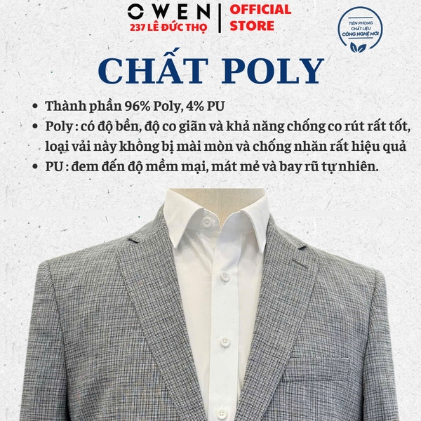 Áo Demi - Blazer Owen BLS256122 màu xám dáng ôm slim fit 1 cúc tà xẻ hai bên chất liệu polyester PU