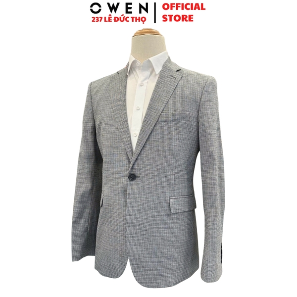 Áo Demi - Blazer Owen BLS256122 màu xám dáng ôm slim fit 1 cúc tà xẻ hai bên chất liệu polyester PU