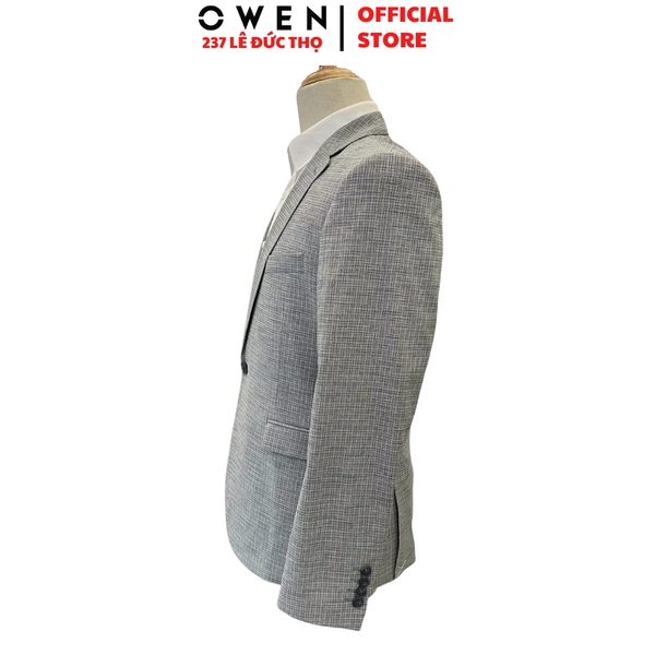 Áo Demi - Blazer Owen BLS256122 màu xám dáng ôm slim fit 1 cúc tà xẻ hai bên chất liệu polyester PU