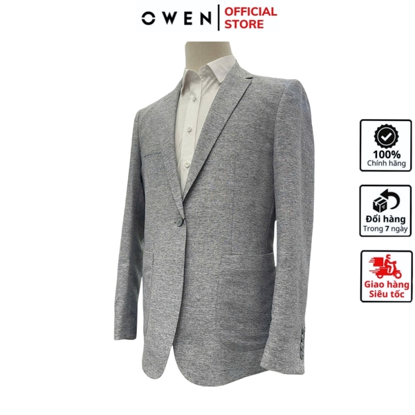 Áo Demi - Blazer Owen BLR256120 màu xám dáng regular fit 1 cúc tà xẻ hai bên chất liệu polyester