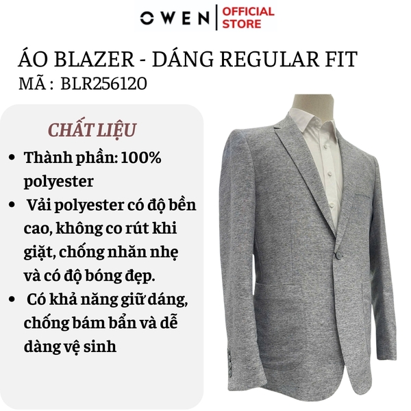 Áo Demi - Blazer Owen BLR256120 màu xám dáng regular fit 1 cúc tà xẻ hai bên chất liệu polyester