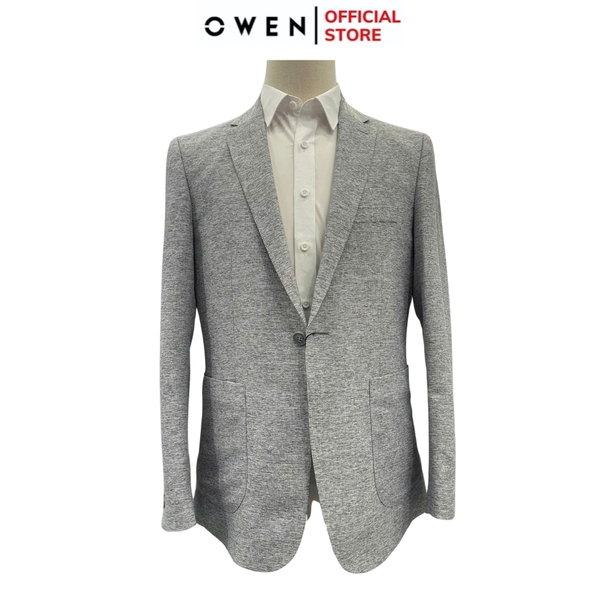 Áo Demi - Blazer Owen BLR256120 màu xám dáng regular fit 1 cúc tà xẻ hai bên chất liệu polyester