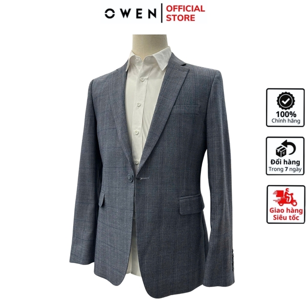Áo Demi - Blazer Owen BLS256117 màu xanh tím than dáng slim fit 1 cúc tà xẻ sau chất vải polyester