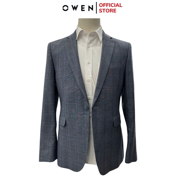 Áo Demi - Blazer Owen BLS256117 màu xanh tím than dáng slim fit 1 cúc tà xẻ sau chất vải polyester