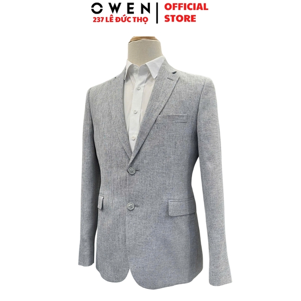 Áo Demi - Blazer Owen BLS256124 màu xám dáng ôm slim fit 2 cúc tà xẻ hai bên chất liệu polyester