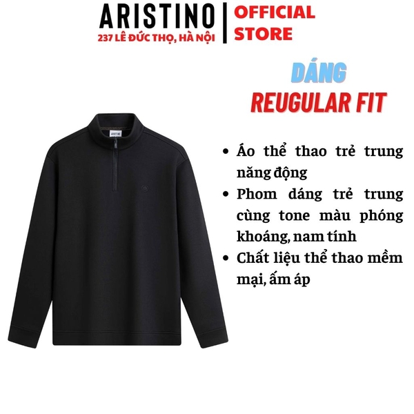 Áo Halfzip Nam Aristino AHZ005BH0 Regular Fit – Đen 18 / Xám 12