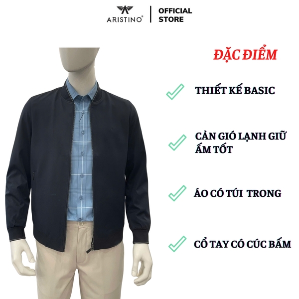 Áo khoác Aristino AJK030BS0 Màu: Đen 2 in, Xanh tím than 1 in