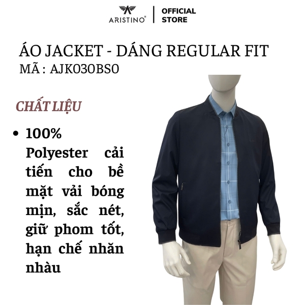 Áo khoác Aristino AJK030BS0 Màu: Đen 2 in, Xanh tím than 1 in