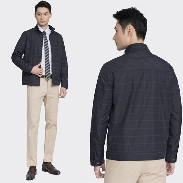 Áo khoác Aristino AJK050W3 màu Đen 1 kẻ, Xanh tím than 49 kẻ, Xám 326 kẻ