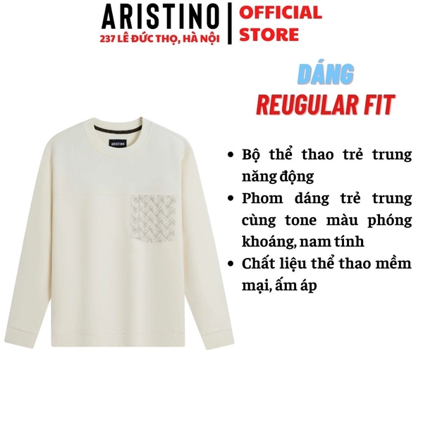 Áo Nỉ Sweatshirt Nam Aristino ASW002BH0 – Trắng Regular Fit