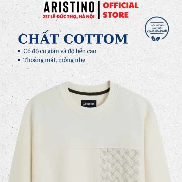 Áo Nỉ Sweatshirt Nam Aristino ASW002BH0 – Trắng Regular Fit
