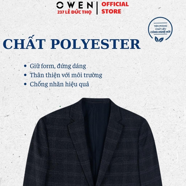 Áo Demi - Blazer Owen BL231703 kẻ caro lớn xám đậm dáng slim fit Chất Liệu Polyester