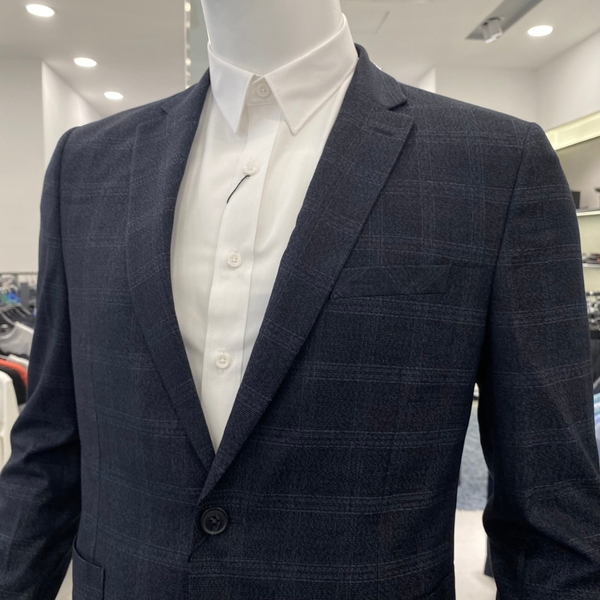 Áo Demi - Blazer Owen BL231703 kẻ caro lớn xám đậm dáng slim fit Chất Liệu Polyester