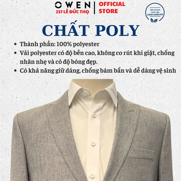 Áo Demi - Blazer Owen BLS256119 màu xám dáng ôm slim fit 2 cúc tà xẻ hai bên chất liệu polyester