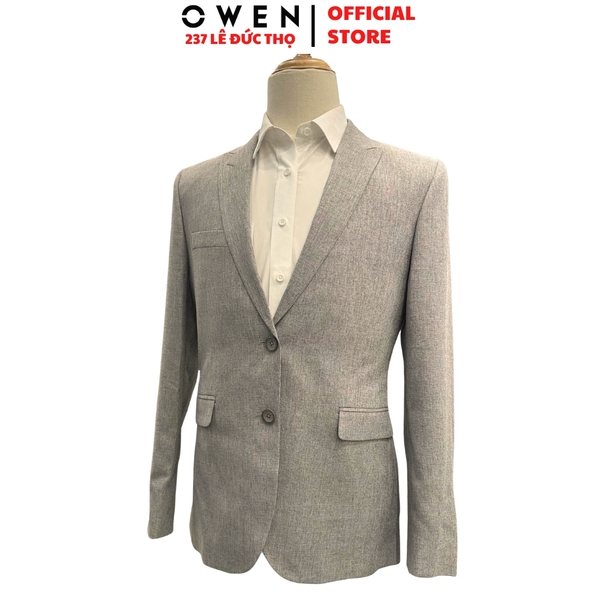 Áo Demi - Blazer Owen BLS256119 màu xám dáng ôm slim fit 2 cúc tà xẻ hai bên chất liệu polyester