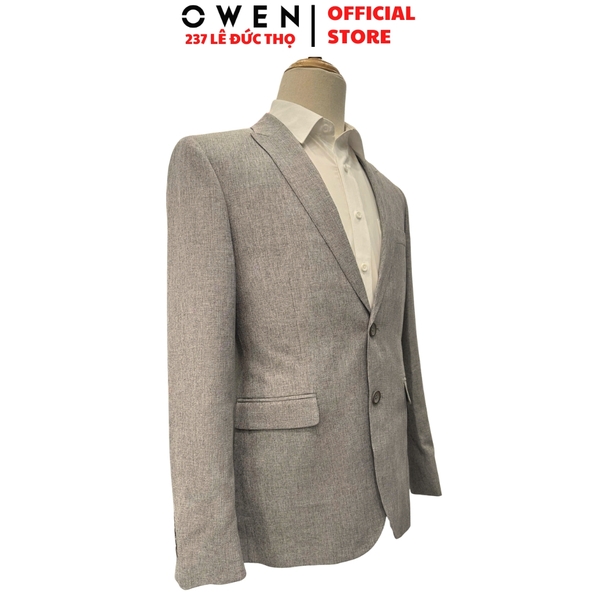 Áo Demi - Blazer Owen BLS256119 màu xám dáng ôm slim fit 2 cúc tà xẻ hai bên chất liệu polyester